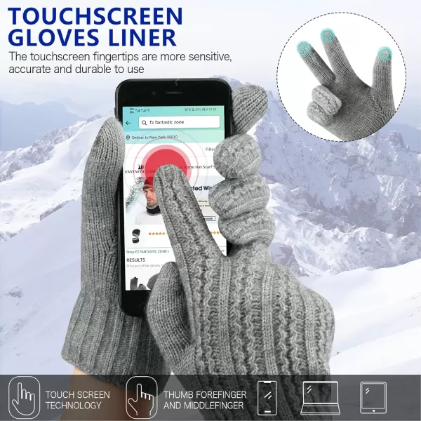 FZ FANTASTIC ZONE Womens Winter Warm Thermal Touchscreen Knit Gloves Fleece Lined Cold WeatherDark Grey