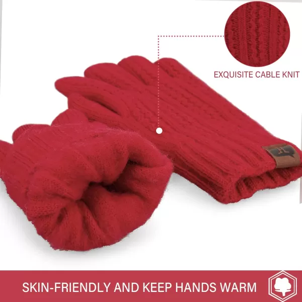 FZ FANTASTIC ZONE Womens Winter Warm Thermal Touchscreen Knit Gloves Fleece Lined Cold WeatherRed
