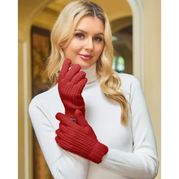 FZ FANTASTIC ZONE Womens Winter Warm Thermal Touchscreen Knit Gloves Fleece Lined Cold WeatherRed