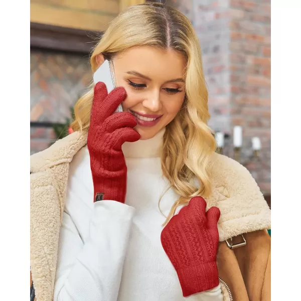 FZ FANTASTIC ZONE Womens Winter Warm Thermal Touchscreen Knit Gloves Fleece Lined Cold WeatherRed