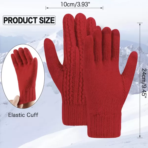 FZ FANTASTIC ZONE Womens Winter Warm Thermal Touchscreen Knit Gloves Fleece Lined Cold WeatherRed
