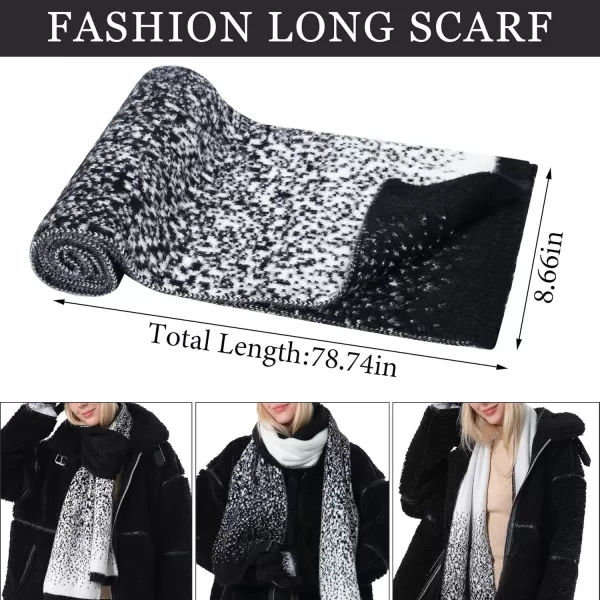 Womens Winter Knit Beanie Hats and Touchscreen Gloves Long Scarf Set with Warm Fleece Lined Skull Caps Scarves for WomenBlack White
