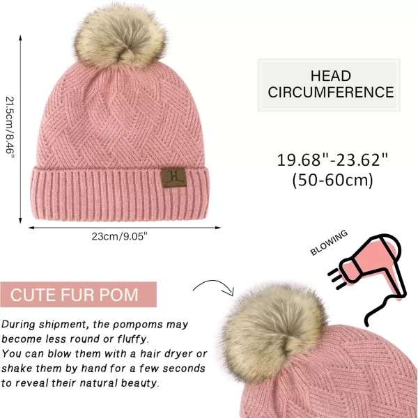 Womens Winter Warm Knit Beanie Hat Long Scarf Touchscreen Gloves Set with Fleece Lined Pom Skull Cap Gifts for WomenEpink