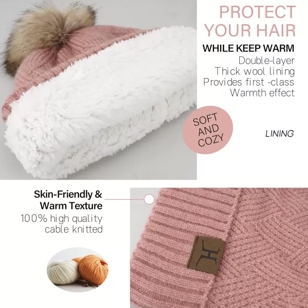 Womens Winter Warm Knit Beanie Hat Long Scarf Touchscreen Gloves Set with Fleece Lined Pom Skull Cap Gifts for WomenEpink