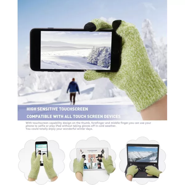 Womens Winter Warm Knit Beanie Hat Touchscreen Gloves Long Neck Scarf Set with Fleece Lined Skull Caps Gifts for Women Men Green
