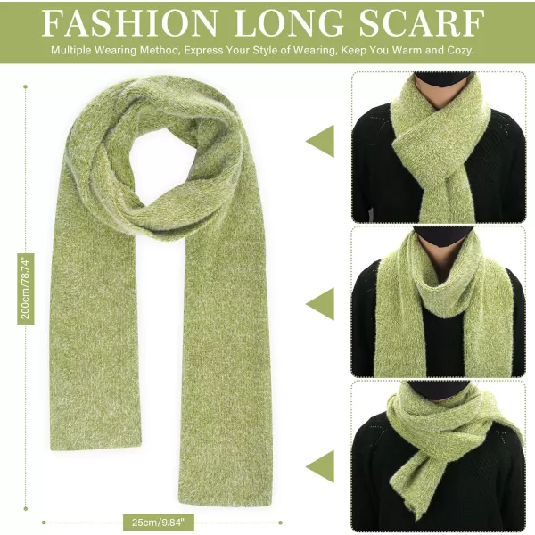 Womens Winter Warm Knit Beanie Hat Touchscreen Gloves Long Neck Scarf Set with Fleece Lined Skull Caps Gifts for Women Men Green
