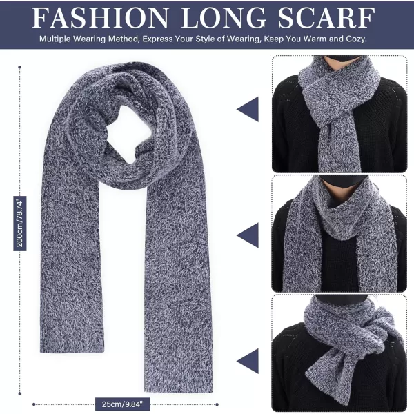 Womens Winter Warm Knit Beanie Hat Touchscreen Gloves Long Neck Scarf Set with Fleece Lined Skull Caps Gifts for Women MenDark Blue