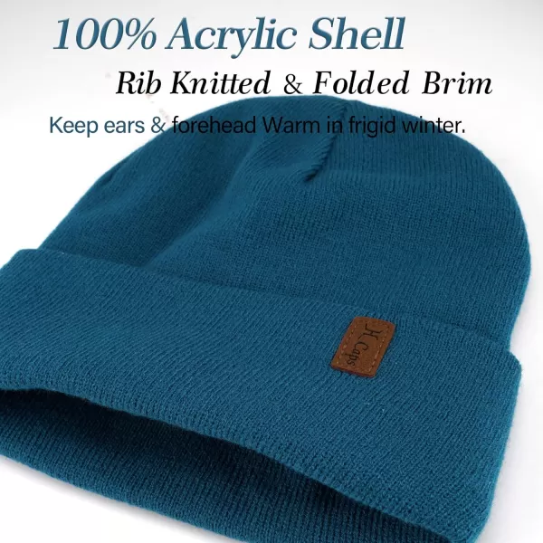 Womens Winter Warm Satin Lined Knit Beanie Hat Slouchy Skull Caps Silk Lining Ski Hats for Women MenBlue