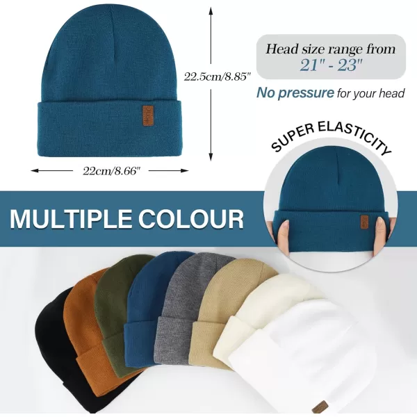 Womens Winter Warm Satin Lined Knit Beanie Hat Slouchy Skull Caps Silk Lining Ski Hats for Women MenBlue