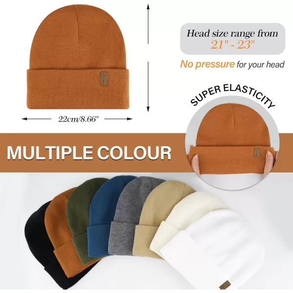 Womens Winter Warm Satin Lined Knit Beanie Hat Slouchy Skull Caps Silk Lining Ski Hats for Women MenDark Orange