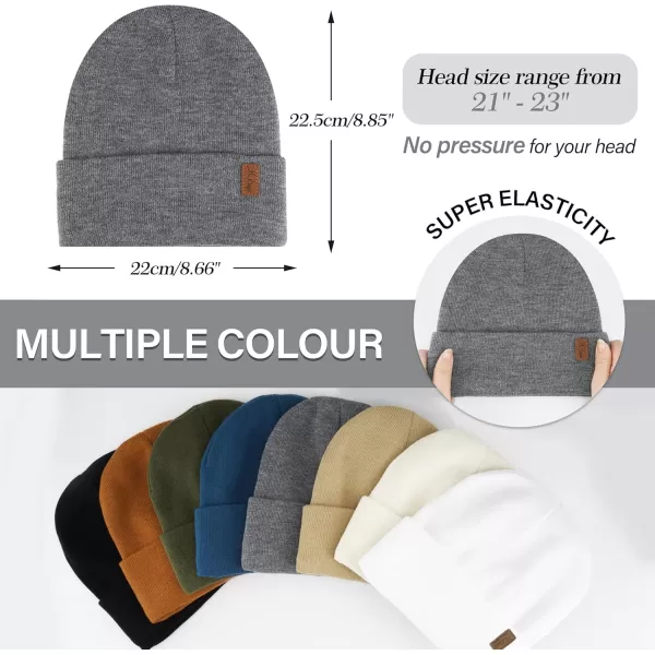 Womens Winter Warm Satin Lined Knit Beanie Hat Slouchy Skull Caps Silk Lining Ski Hats for Women MenGray