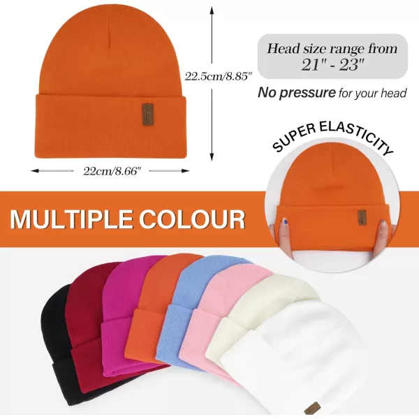 Womens Winter Warm Satin Lined Knit Beanie Hat Slouchy Skull Caps Silk Lining Ski Hats for Women MenOrange