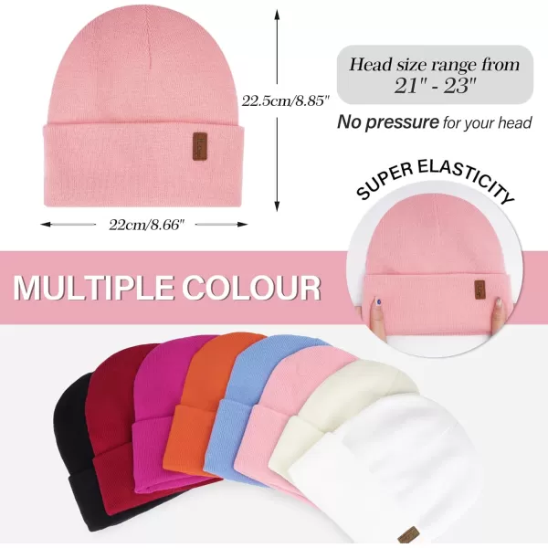 Womens Winter Warm Satin Lined Knit Beanie Hat Slouchy Skull Caps Silk Lining Ski Hats for Women MenPink