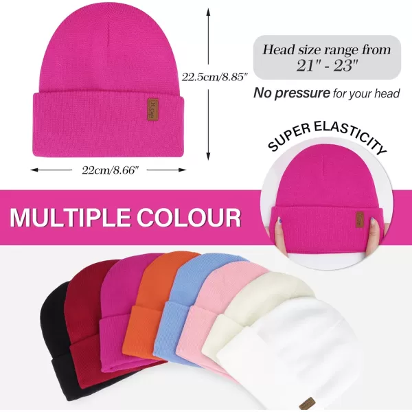 Womens Winter Warm Satin Lined Knit Beanie Hat Slouchy Skull Caps Silk Lining Ski Hats for Women MenRose Red