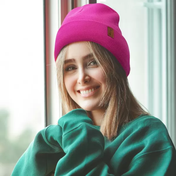 Womens Winter Warm Satin Lined Knit Beanie Hat Slouchy Skull Caps Silk Lining Ski Hats for Women MenRose Red