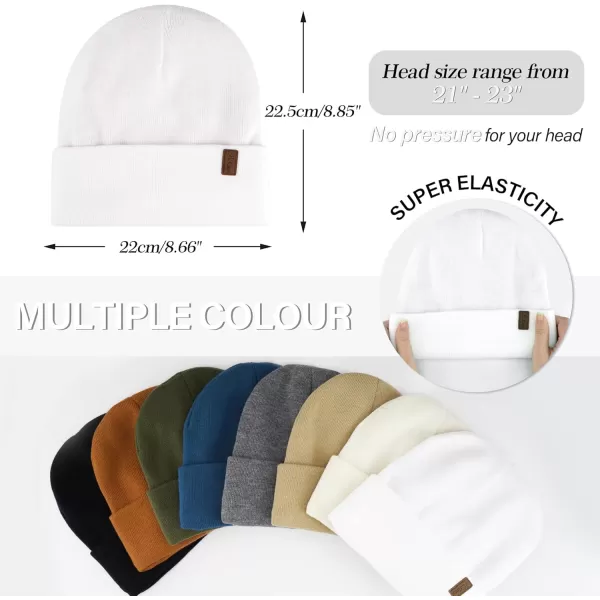Womens Winter Warm Satin Lined Knit Beanie Hat Slouchy Skull Caps Silk Lining Ski Hats for Women MenWhite