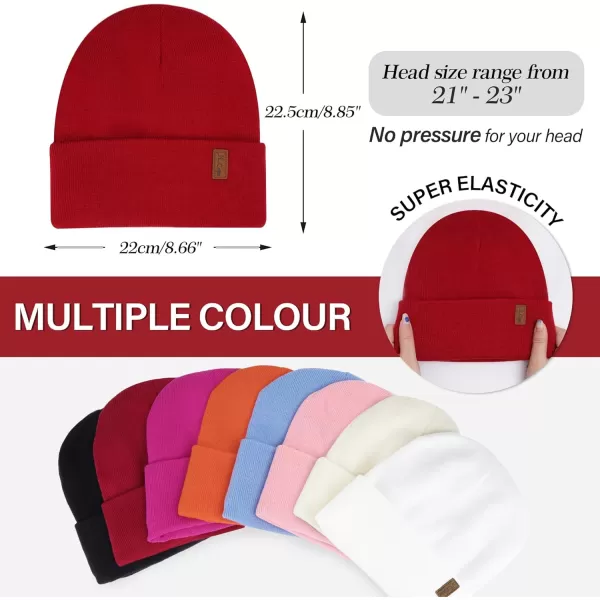 Womens Winter Warm Satin Lined Knit Beanie Hat Slouchy Skull Caps Silk Lining Ski Hats for Women MenWine Red