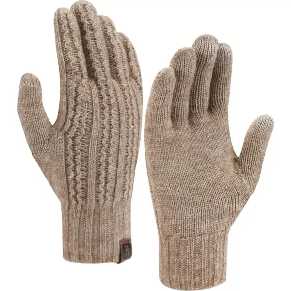 FZ FANTASTIC ZONE Womens Winter Warm Thermal Touchscreen Knit Gloves Fleece Lined Cold WeatherApricot