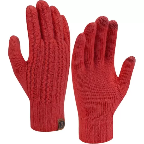 FZ FANTASTIC ZONE Womens Winter Warm Thermal Touchscreen Knit Gloves Fleece Lined Cold WeatherRed