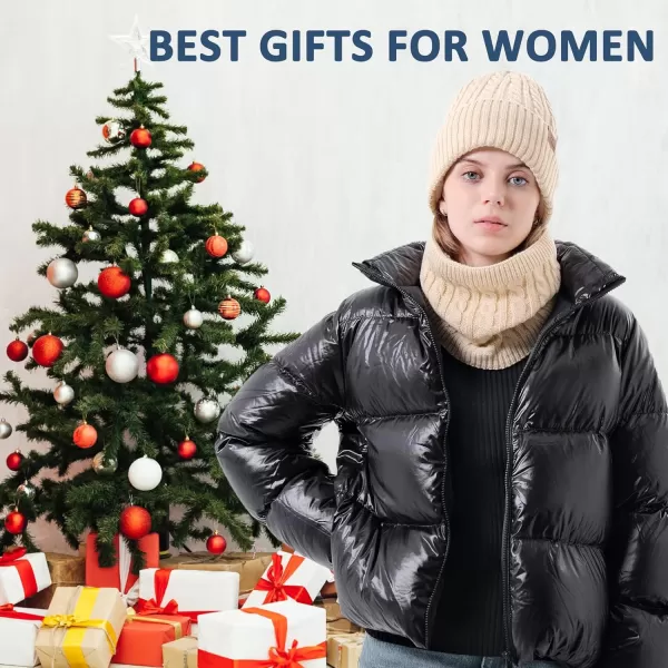Mens Womens Winter Beanie Hats Touchscreen Gloves Neck Scarf Warmer Set Knit Skull Cap with Fleece Lined Gifts for Men WomenApricot