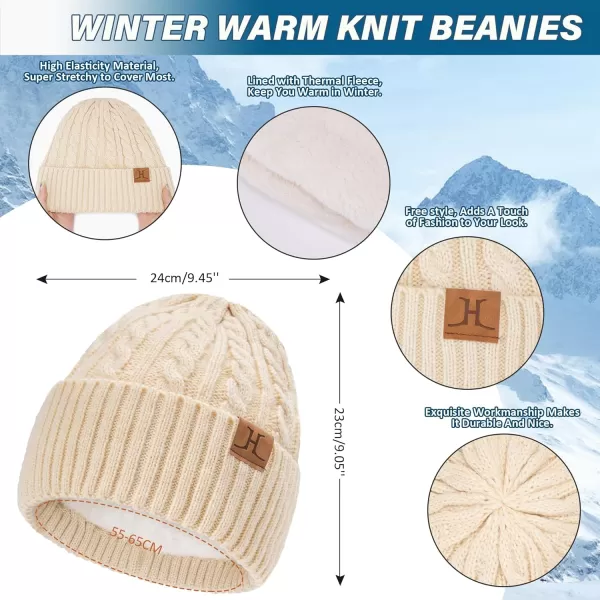 Mens Womens Winter Beanie Hats Touchscreen Gloves Neck Scarf Warmer Set Knit Skull Cap with Fleece Lined Gifts for Men WomenApricot