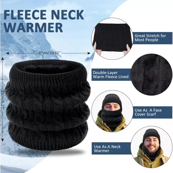 Mens Womens Winter Beanie Hats Touchscreen Gloves Neck Scarf Warmer Set Knit Skull Cap with Fleece Lined Gifts for Men WomenBlack
