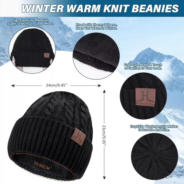 Mens Womens Winter Beanie Hats Touchscreen Gloves Neck Scarf Warmer Set Knit Skull Cap with Fleece Lined Gifts for Men WomenBlack
