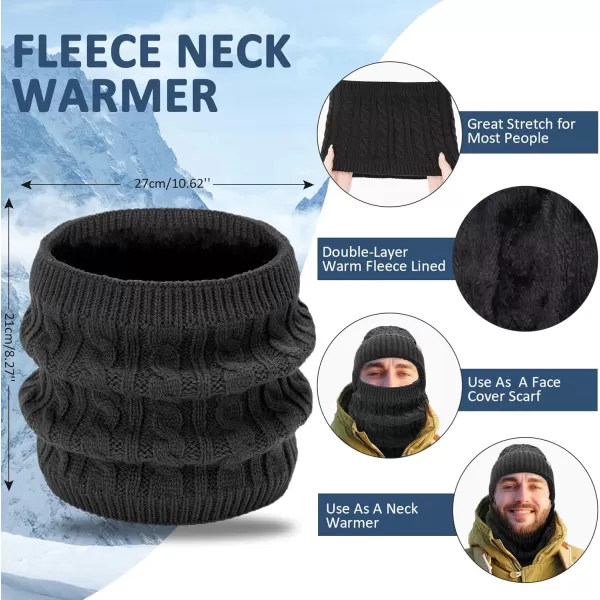 Mens Womens Winter Beanie Hats Touchscreen Gloves Neck Scarf Warmer Set Knit Skull Cap with Fleece Lined Gifts for Men WomenGrey