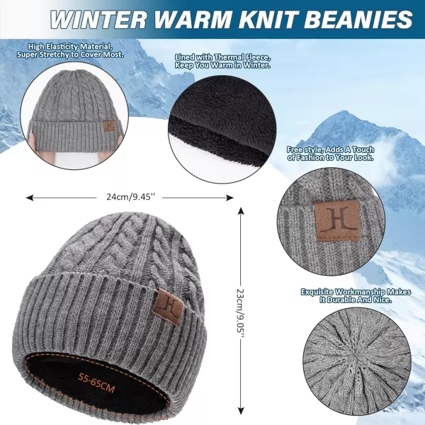 Mens Womens Winter Beanie Hats Touchscreen Gloves Neck Scarf Warmer Set Knit Skull Cap with Fleece Lined Gifts for Men WomenLight Grey