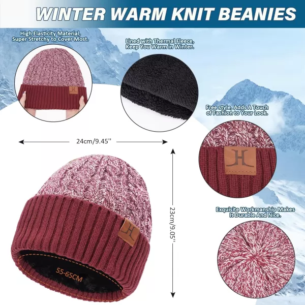 Mens Womens Winter Beanie Hats Touchscreen Gloves Neck Scarf Warmer Set Knit Skull Cap with Fleece Lined Gifts for Men WomenRed White