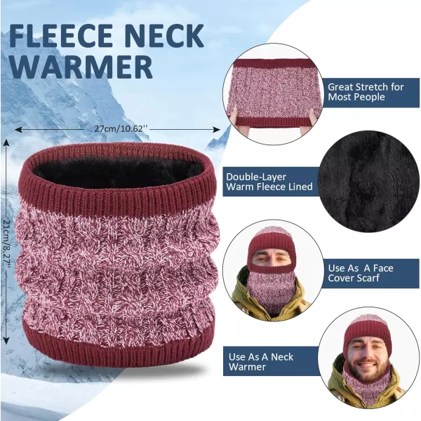 Mens Womens Winter Beanie Hats Touchscreen Gloves Neck Scarf Warmer Set Knit Skull Cap with Fleece Lined Gifts for Men WomenRed White