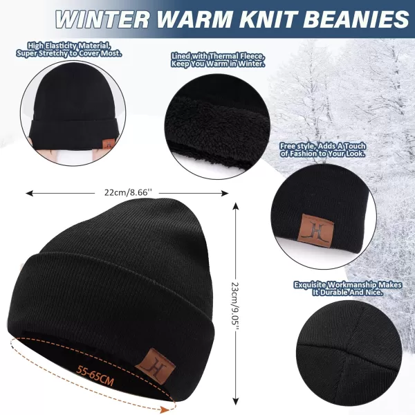 Winter Beanie Hat Scarf Touchscreen Gloves Set for Men and Women Beanie Gloves Neck Warmer Set with Warm Knit Fleece LinedBlack