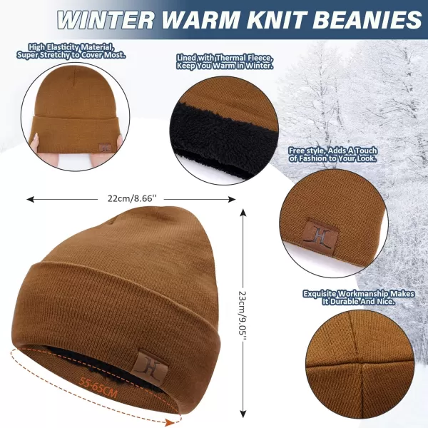 Winter Beanie Hat Scarf Touchscreen Gloves Set for Men and Women Beanie Gloves Neck Warmer Set with Warm Knit Fleece LinedBrown