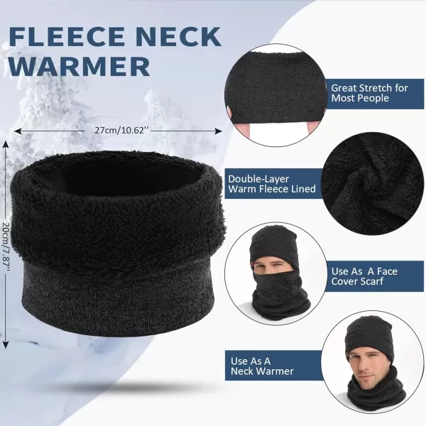 Winter Beanie Hat Scarf Touchscreen Gloves Set for Men and Women Beanie Gloves Neck Warmer Set with Warm Knit Fleece LinedDark Gray