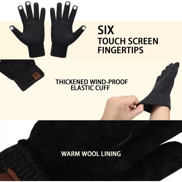 Winter Beanie Hat Scarf Touchscreen Gloves Set for Men and Women Beanie Gloves Neck Warmer Set with Warm Knit Fleece LinedDark Gray