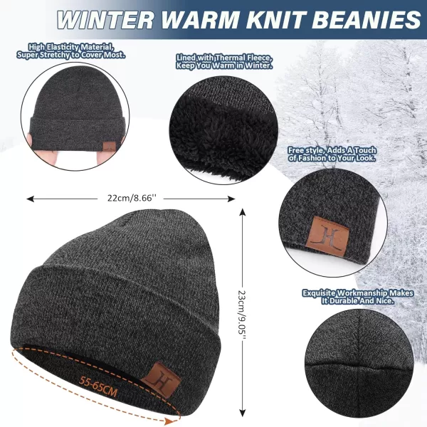 Winter Beanie Hat Scarf Touchscreen Gloves Set for Men and Women Beanie Gloves Neck Warmer Set with Warm Knit Fleece LinedDark Gray