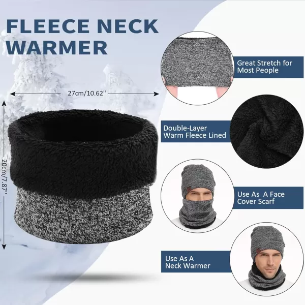 Winter Beanie Hat Scarf Touchscreen Gloves Set for Men and Women Beanie Gloves Neck Warmer Set with Warm Knit Fleece LinedGrey