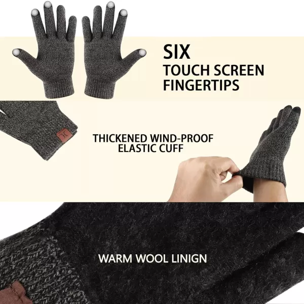 Winter Beanie Hat Scarf Touchscreen Gloves Set for Men and Women Beanie Gloves Neck Warmer Set with Warm Knit Fleece LinedMedium Gray