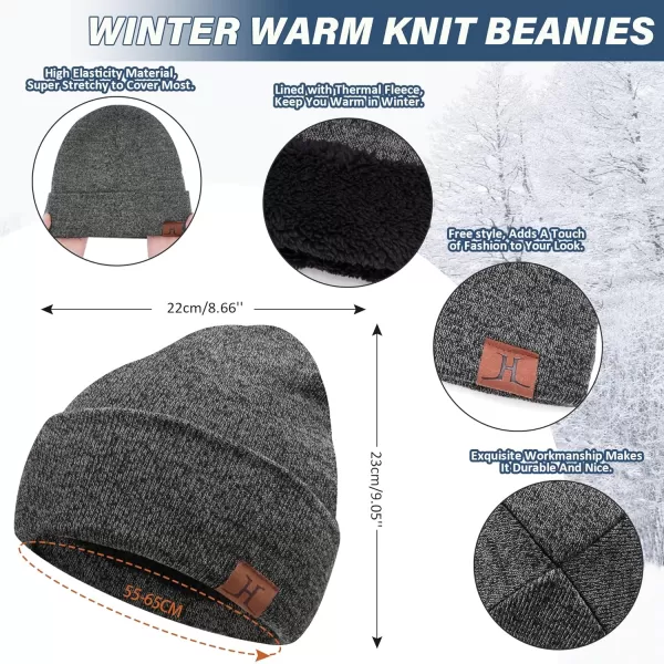 Winter Beanie Hat Scarf Touchscreen Gloves Set for Men and Women Beanie Gloves Neck Warmer Set with Warm Knit Fleece LinedMedium Gray