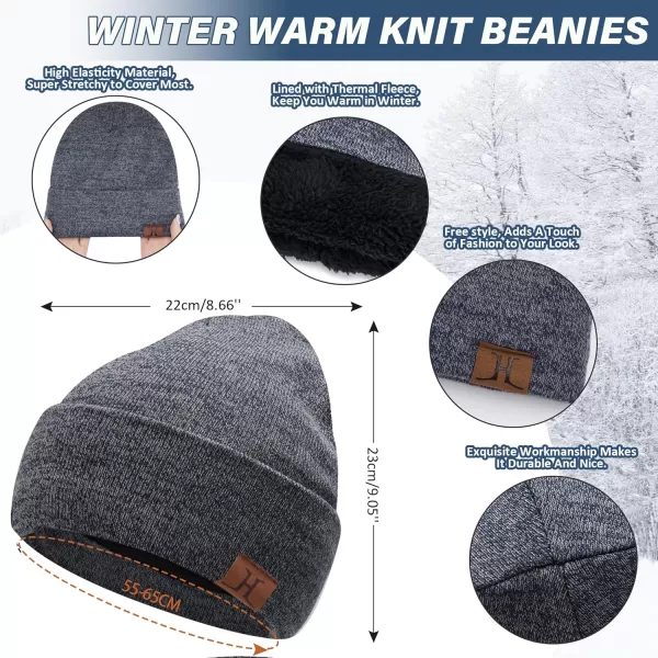 Winter Beanie Hat Scarf Touchscreen Gloves Set for Men and Women Beanie Gloves Neck Warmer Set with Warm Knit Fleece LinedNavy Blue