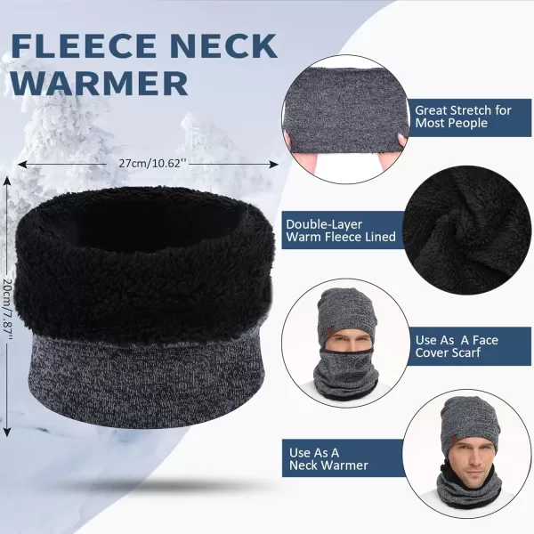 Winter Beanie Hat Scarf Touchscreen Gloves Set for Men and Women Beanie Gloves Neck Warmer Set with Warm Knit Fleece LinedNavy Blue