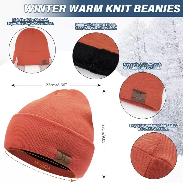 Winter Beanie Hat Scarf Touchscreen Gloves Set for Men and Women Beanie Gloves Neck Warmer Set with Warm Knit Fleece LinedOrange