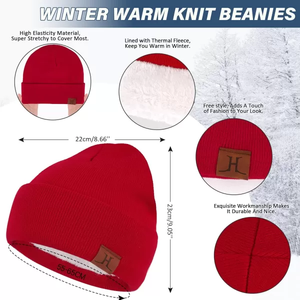 Winter Beanie Hat Scarf Touchscreen Gloves Set for Men and Women Beanie Gloves Neck Warmer Set with Warm Knit Fleece LinedRed