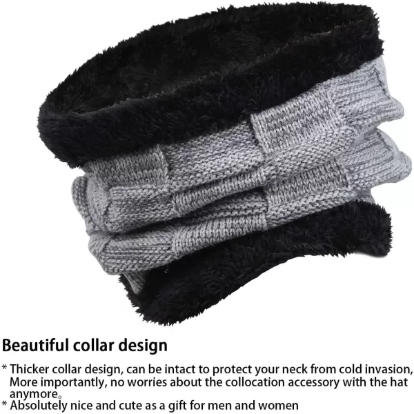 FZ FANTASTIC ZONE Mens Winter Beanie Hats Scarf Set Warm Knit Skull Cap Neck Warmer with Fleece Lined Winter Hat for WomenGrey
