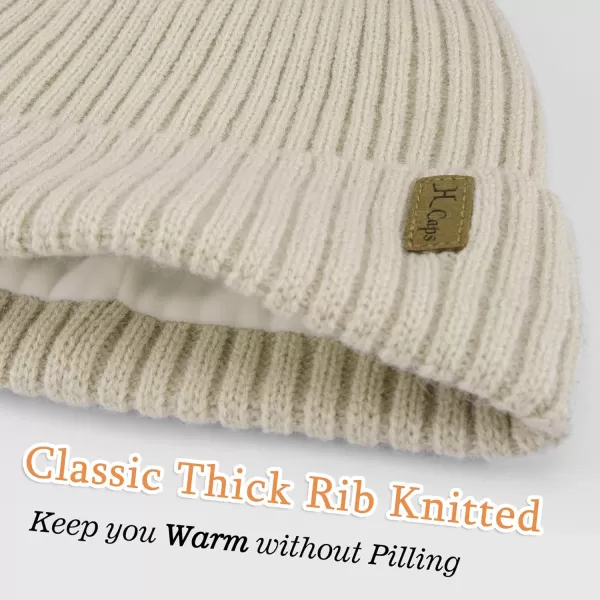 FZ FANTASTIC ZONE Mens Winter Warm Beanie Hats Knitted Slouchy Skull Caps with Fleece Lined for Women Men Cold WeatherBeige