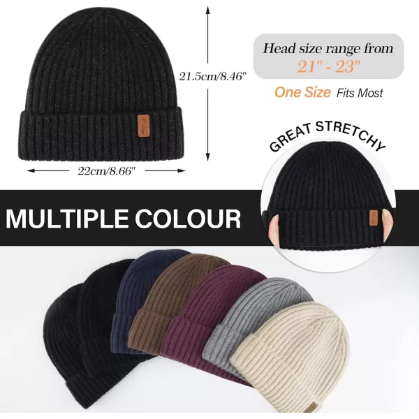FZ FANTASTIC ZONE Mens Winter Warm Beanie Hats Knitted Slouchy Skull Caps with Fleece Lined for Women Men Cold WeatherSilver Black