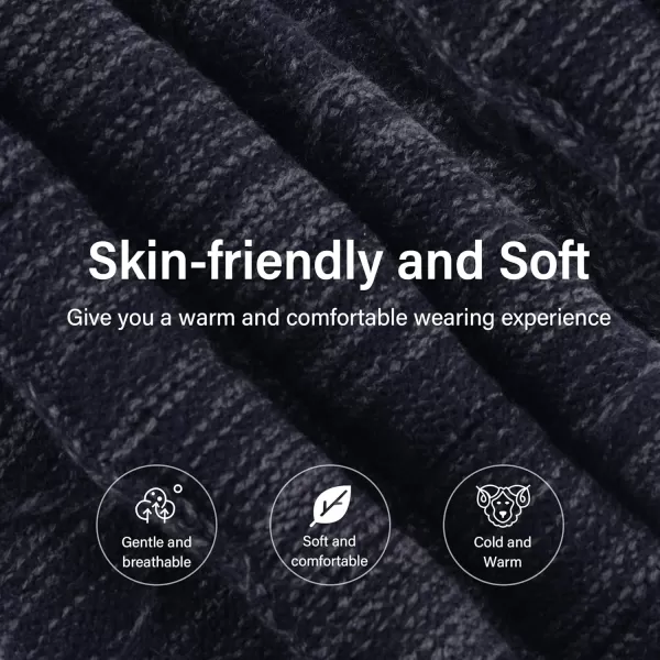 FZ FANTASTIC ZONE Mens Womens Winter Beanie Hat Scarf Set Warm Knit Thick Fleece Lined Skull Cap Neck Warmer for Men WomenNc Blue