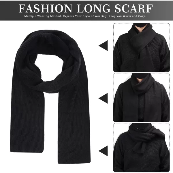 Mens Womens Winter Warm Beanie Hats Long Neck Scarf Touchscreen Gloves Set Knit Skull Caps Scarves Gifts for Women MenBlack