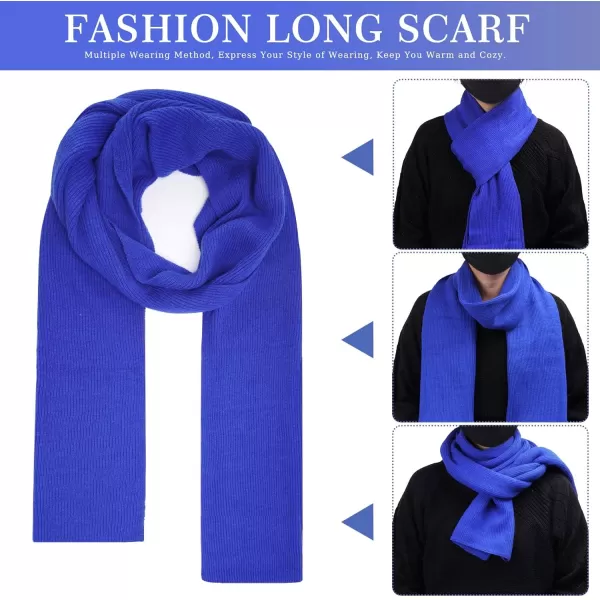 Mens Womens Winter Warm Beanie Hats Long Neck Scarf Touchscreen Gloves Set Knit Skull Caps Scarves Gifts for Women MenBlue
