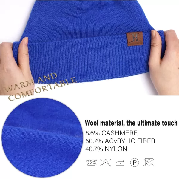 Mens Womens Winter Warm Beanie Hats Long Neck Scarf Touchscreen Gloves Set Knit Skull Caps Scarves Gifts for Women MenBlue